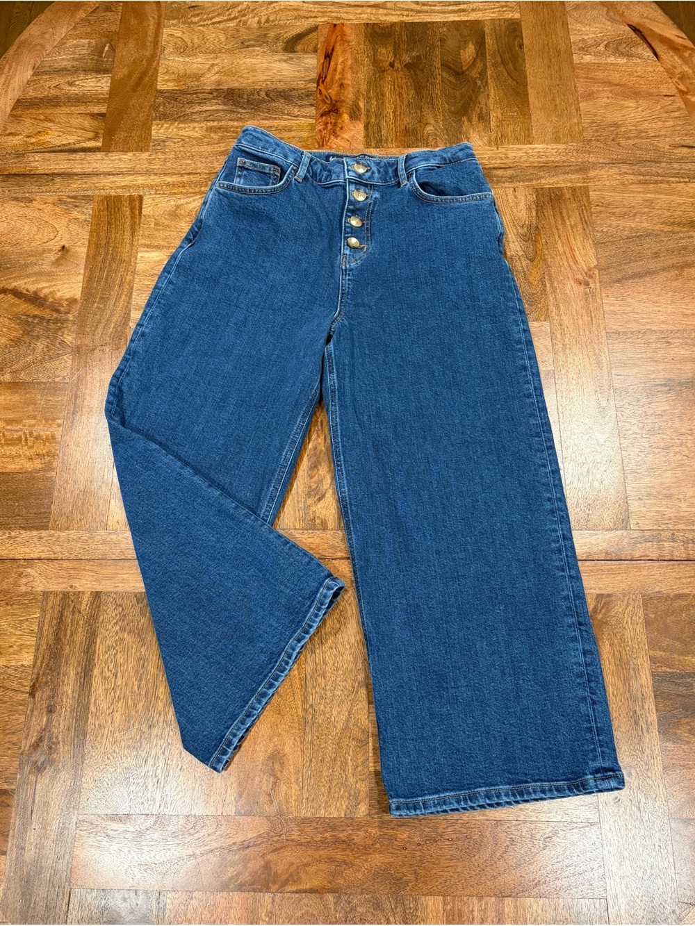 Boden Ankle Length Wide-Leg Women’s Jeans in Classic Blue With Button Fly Size 8 - Picture 4 of 12